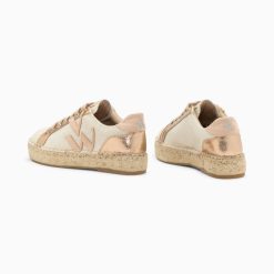 Vanessa Wu Sneakers | Baskets Monogramme Aurore Rose Et Rose Gold A Semelle Espadrille