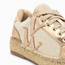 Vanessa Wu Sneakers | Baskets Monogramme Aurore Rose Et Rose Gold A Semelle Espadrille