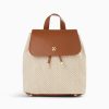 Vanessa Wu Sacs | Sac A Dos Myriam En Raphia Ecru Et Camel