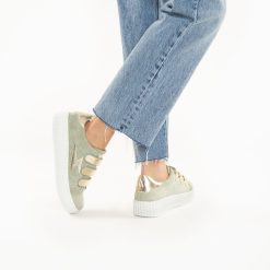 Vanessa Wu Sneakers | Baskets Eclair Marilou Vert Pale A Scratchs Champagne