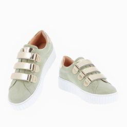 Vanessa Wu Sneakers | Baskets Eclair Marilou Vert Pale A Scratchs Champagne