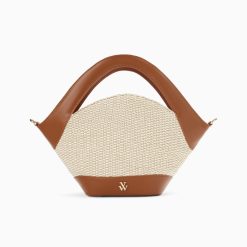 Vanessa Wu Sacs | Petit Sac Panier Juliane Beige Et Camel