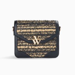 Vanessa Wu Sacs | Petit Sac Cartable Aline Noir Et Beige