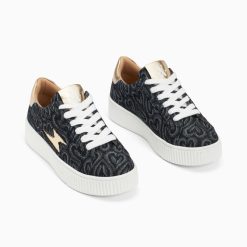 Vanessa Wu Sneakers | Baskets Eclair Enola Noir Coeur A Lacets