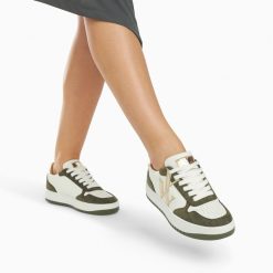 Vanessa Wu Sneakers | Baskets Monogramme Calie Blanc Et Kaki