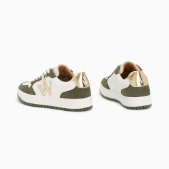 Vanessa Wu Sneakers | Baskets Monogramme Calie Blanc Et Kaki