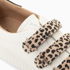 Vanessa Wu Sneakers | Baskets Eclair Maggie Blanc Et Or A Scratchs Leopard