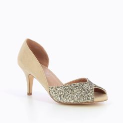 Vanessa Wu Escarpins | Escarpins Peep-Toe Diane Beige Et Champagne