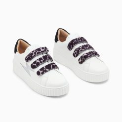 Vanessa Wu Sneakers | Baskets Eclair Thais Blanc Et Argent Paillete A Scratchs