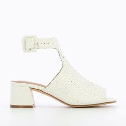 Vanessa Wu Sandales A Talon, Compensees | Sandales Manuella Blanches Tressees Peep-Toe