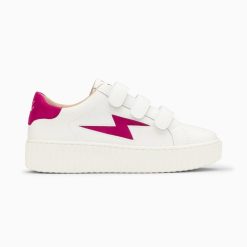 Vanessa Wu Sneakers | Baskets Eclair Vicky Blanc Et Fuchsia A Scratchs