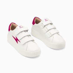 Vanessa Wu Sneakers | Baskets Eclair Vicky Blanc Et Fuchsia A Scratchs