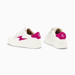 Vanessa Wu Sneakers | Baskets Eclair Vicky Blanc Et Fuchsia A Scratchs