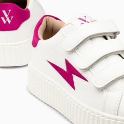 Vanessa Wu Sneakers | Baskets Eclair Vicky Blanc Et Fuchsia A Scratchs