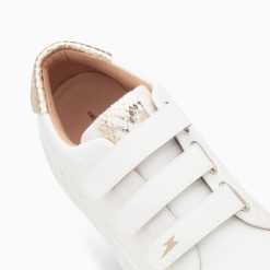 Vanessa Wu Sneakers | Baskets Angela Blanc Et Or Serpent A Plateforme