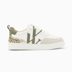 Vanessa Wu Sneakers | Baskets Monogramme Joyce Blanc Et Kaki