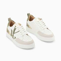 Vanessa Wu Sneakers | Baskets Monogramme Joyce Blanc Et Kaki