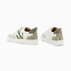 Vanessa Wu Sneakers | Baskets Monogramme Joyce Blanc Et Kaki