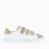 Vanessa Wu Sneakers | Baskets Nour Blanc Et Imprime Leopard A Scratchs Or