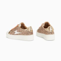 Vanessa Wu Sneakers | Baskets Eclair Elise Rose Gold Paillete A Lacets