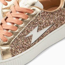 Vanessa Wu Sneakers | Baskets Eclair Elise Rose Gold Paillete A Lacets