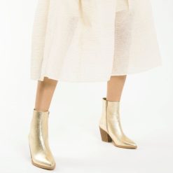 Vanessa Wu Bottines | Bottines A Talon Julia Or Effet Texture