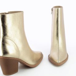 Vanessa Wu Bottines | Bottines A Talon Julia Or Effet Texture