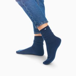 Vanessa Wu Chaussettes | Chaussettes Ella Bleu Marine Cotelees