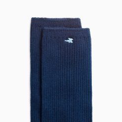 Vanessa Wu Chaussettes | Chaussettes Ella Bleu Marine Cotelees