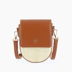 Vanessa Wu Sacs | Petit Sac Armelle Camel Et Beige A Bandouliere