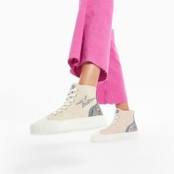 Vanessa Wu Sneakers | Baskets Eclair Mucella Montantes Beige Et Argent Glitter