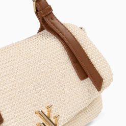 Vanessa Wu Sacs | Sac Baguette Isaline En Raphia Beige Clair A Anse Tressee