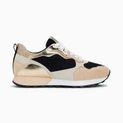 Vanessa Wu Sneakers | Baskets Berenice Noir Et Beige A Semelle Running