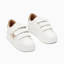 Vanessa Wu Sneakers | Baskets Eclair Vicky Blanc Et Beige A Scratchs