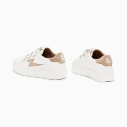 Vanessa Wu Sneakers | Baskets Eclair Vicky Blanc Et Beige A Scratchs