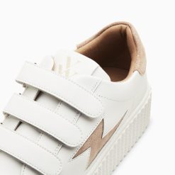 Vanessa Wu Sneakers | Baskets Eclair Vicky Blanc Et Beige A Scratchs