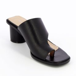 Vanessa Wu Sandales A Talon, Compensees | Mules Cyrielle Noires Passe-Pouce A Talon Rond