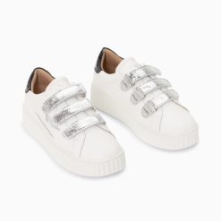 Vanessa Wu Sneakers | Baskets Eclair Marilou Blanc Et Argent A Scratchs