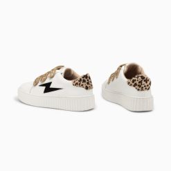 Vanessa Wu Sneakers | Baskets Eclair Angela Blanc Et Zebre A Scratchs Or