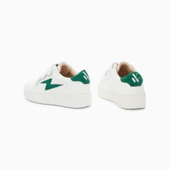 Vanessa Wu Sneakers | Baskets Eclair Mini Vicky Blanc Et Vert Sapin A Scratchs