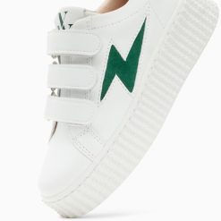 Vanessa Wu Sneakers | Baskets Eclair Mini Vicky Blanc Et Vert Sapin A Scratchs