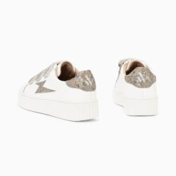 Vanessa Wu Sneakers | Baskets Eclair Jane Blanches En Cuir A Scratchs Anthracite