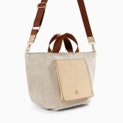 Vanessa Wu Sacs | Cabas Iris Beige A Pochette Or