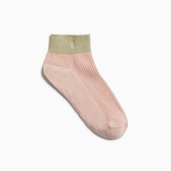 Vanessa Wu Chaussettes | Chaussettes Courtes Lia Rose Et Kaki Cotelees