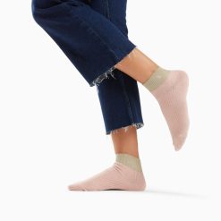 Vanessa Wu Chaussettes | Chaussettes Courtes Lia Rose Et Kaki Cotelees