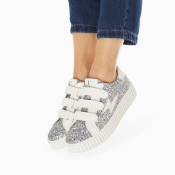 Vanessa Wu Sneakers | Baskets Eclair Marielle A Paillettes Argent