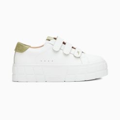 Vanessa Wu Sneakers | Baskets Coraline Blanc Et Vert A Plateforme