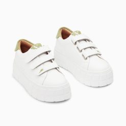 Vanessa Wu Sneakers | Baskets Coraline Blanc Et Vert A Plateforme