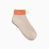 Vanessa Wu Chaussettes | Chaussettes Courtes Lia Beige Et Orange Cotelees