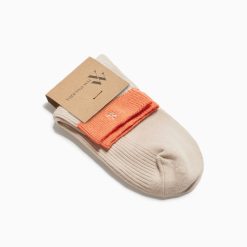 Vanessa Wu Chaussettes | Chaussettes Courtes Lia Beige Et Orange Cotelees